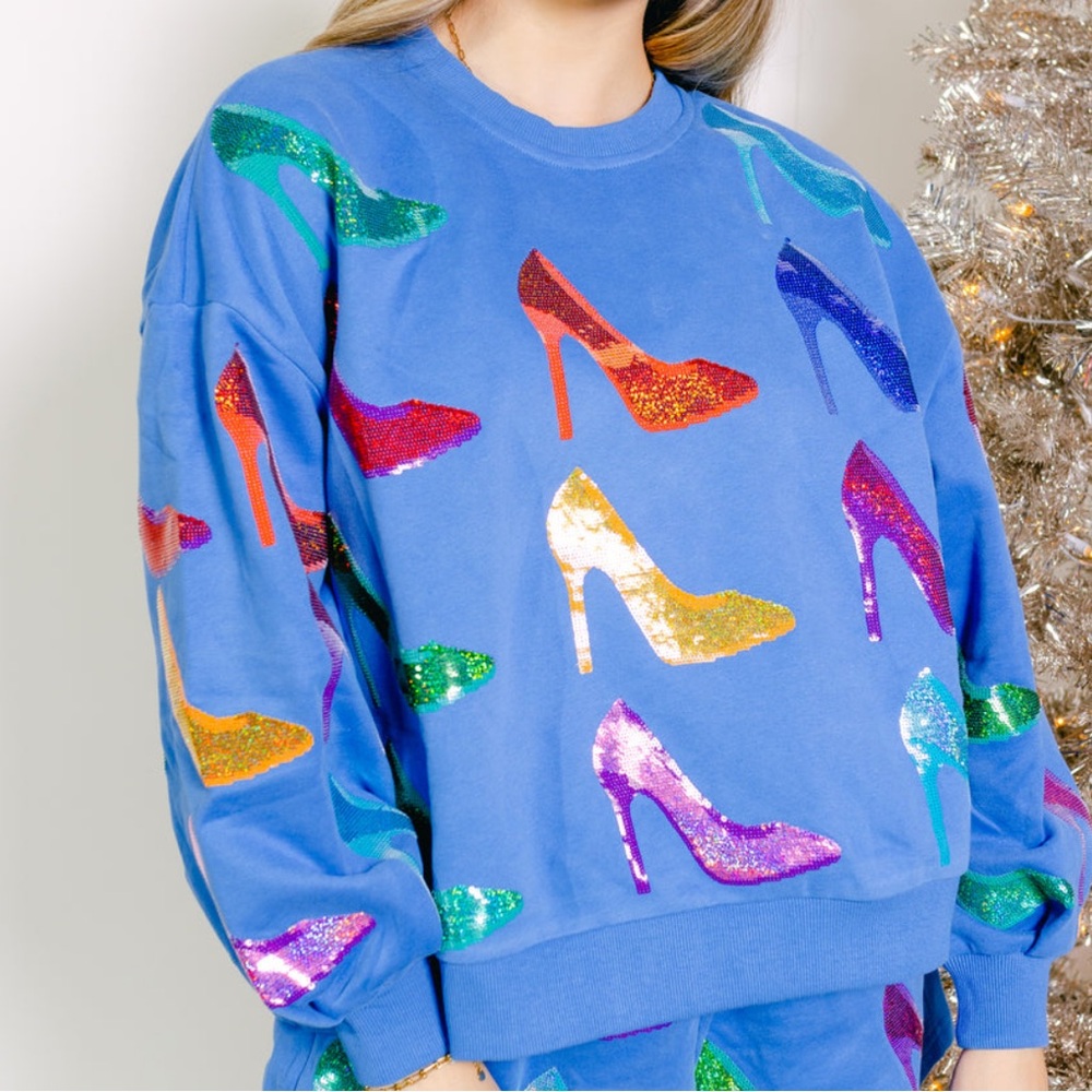 QOS Rainbow Heels Pullover